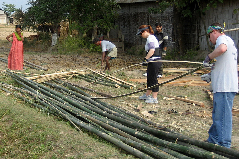 Bamboo house construction