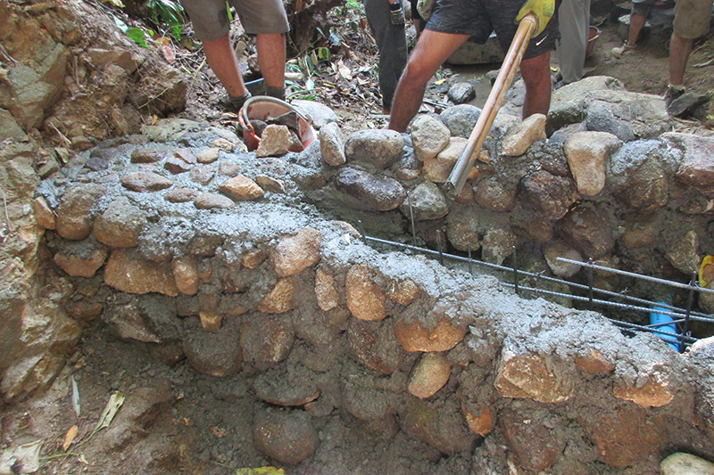 Building a check dam in Thailand