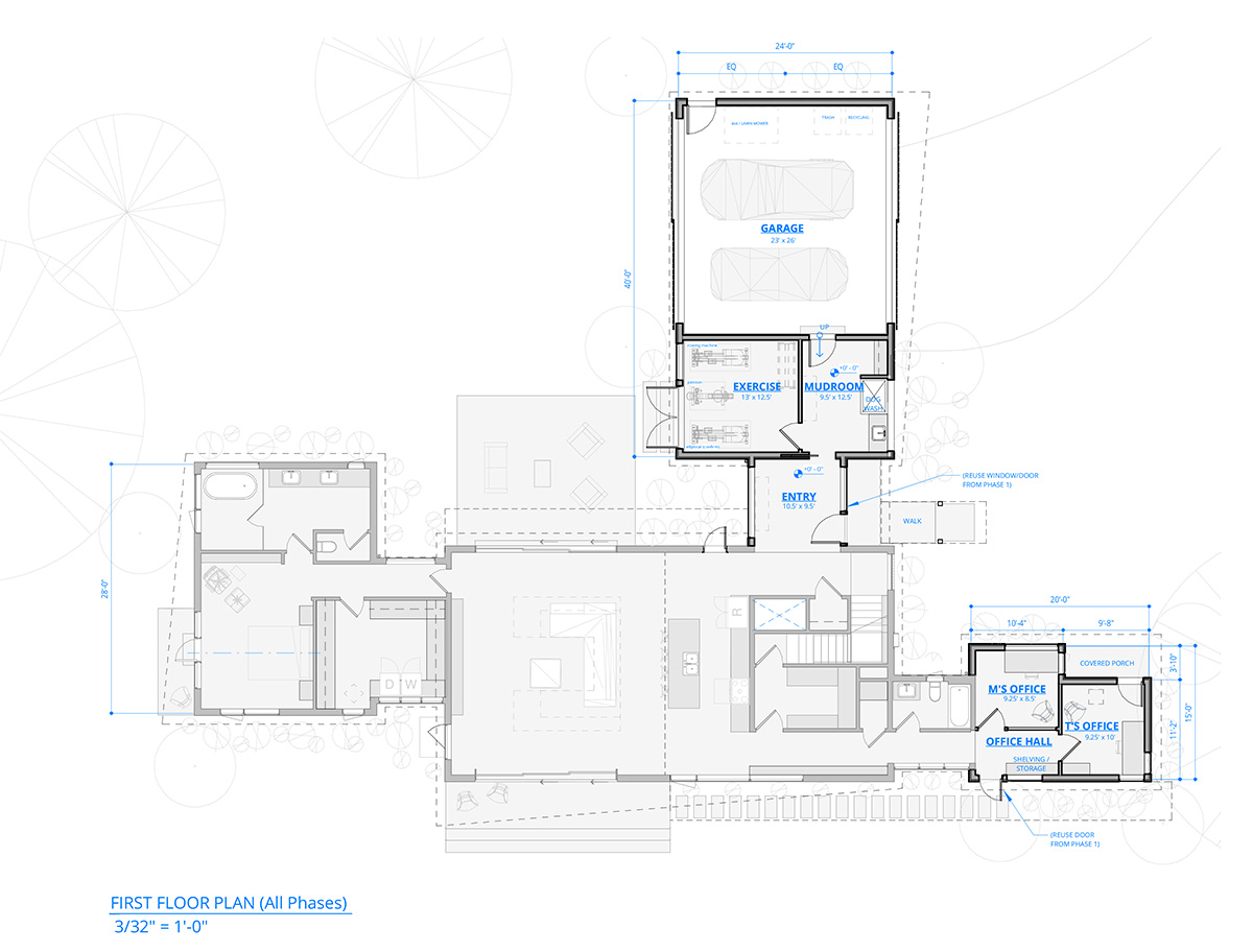 Custom residential design – Concept design phased approach custom residential floor plan showing a phased approach