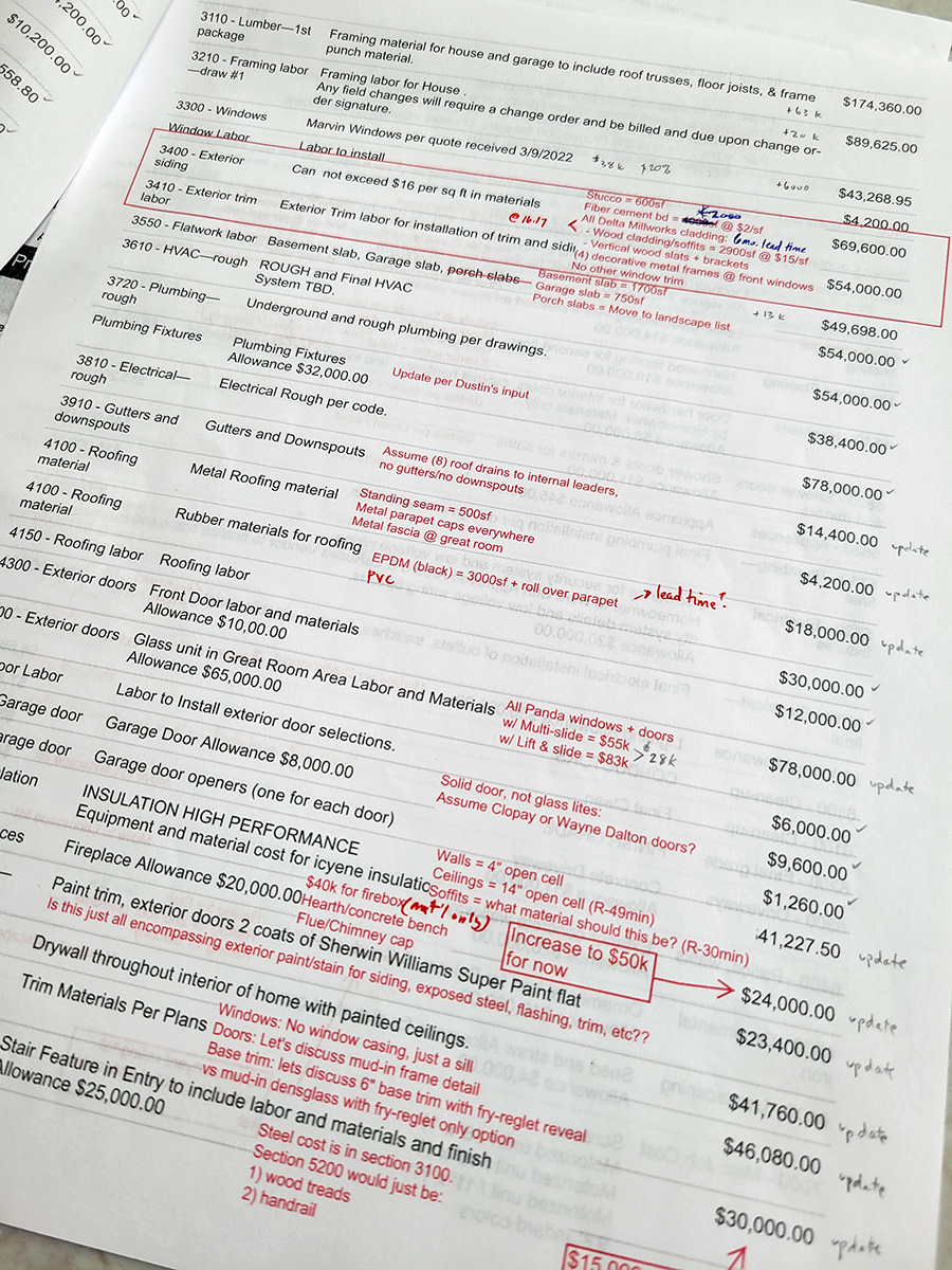 custom home cost estimates a custom home cost estimate with notes and questions