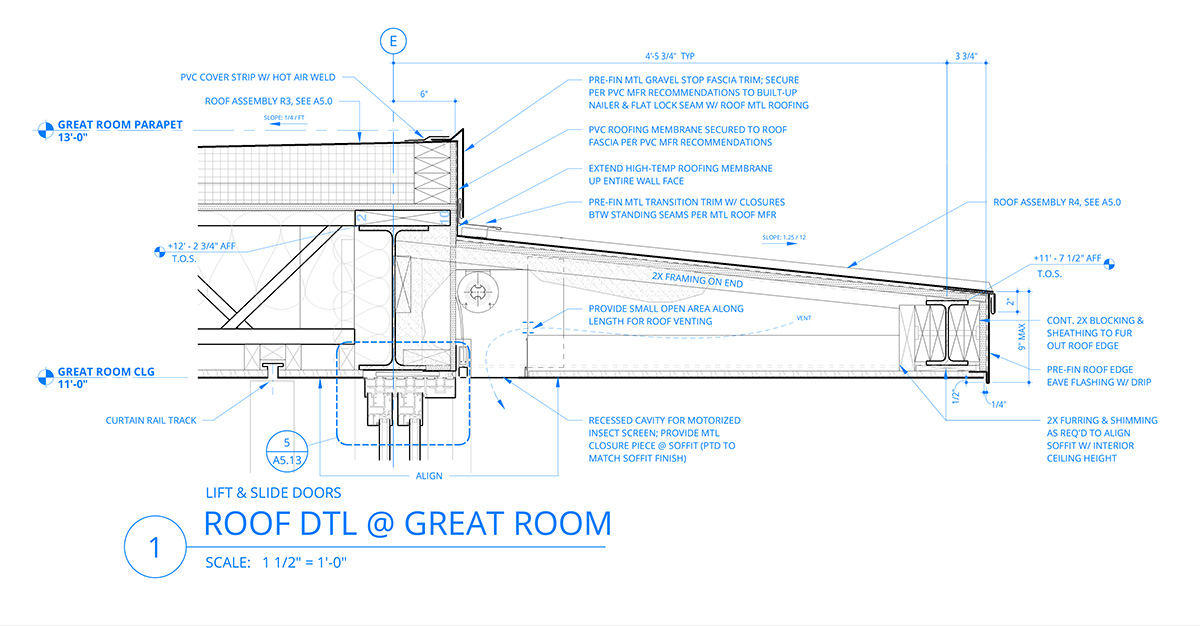 Cantilevered roof edge detail