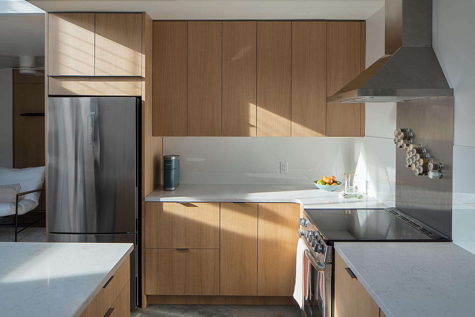 Modern kitchen design for a small live/work ADU studio in Columbus, Ohio