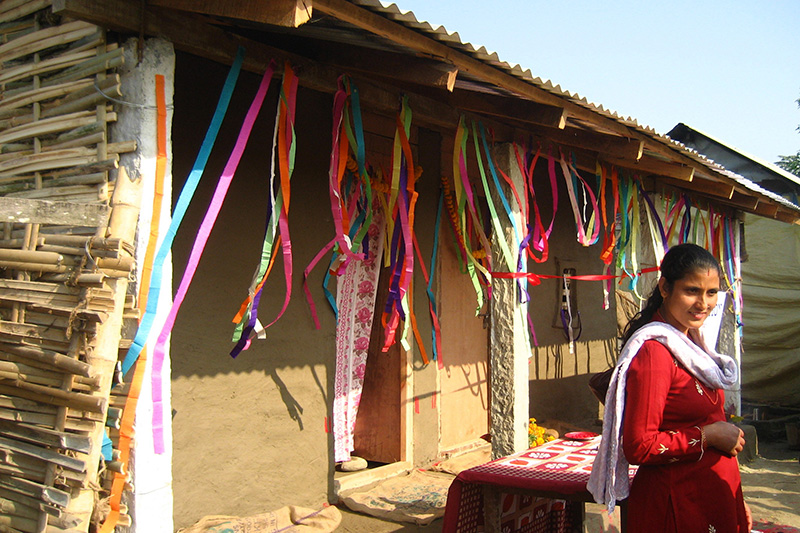 Nepali bamboo house celebration
