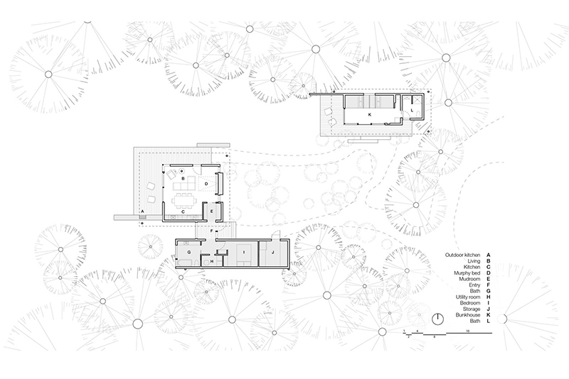 wooded-lakeside-home-distinct-volumes-plan Design Inspiration: Wooded Lakeside Retreats - site plan